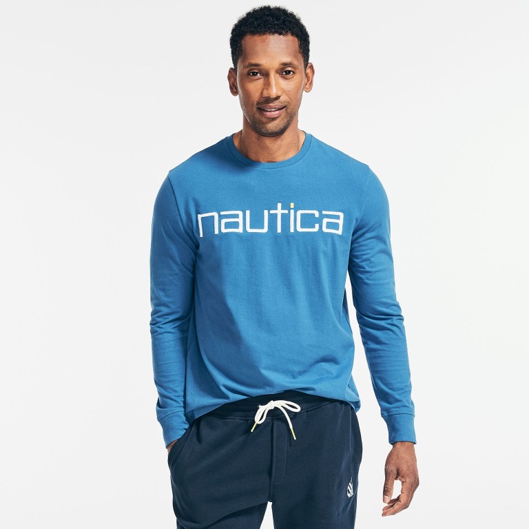 Nautica Reissue Sustainably Crafted Grafische Long-sleeve T-shirts Heren Blauw | XqUIp2I5