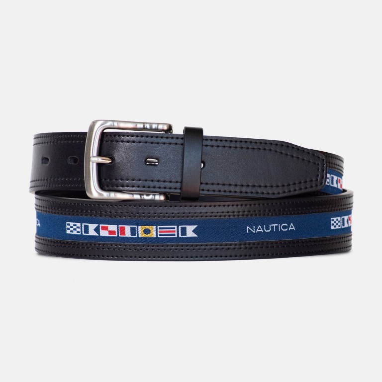 Nautica Reversible Flag Riemen Heren Zwart | ukjexahU