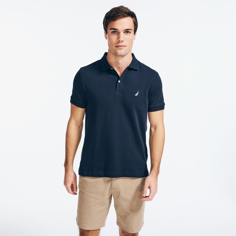 Nautica Slim Fit Interlock Poloshirt Heren Donkerblauw | 4K62X12a