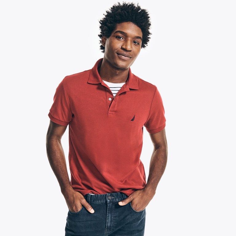 Nautica Slim Fit Interlock Poloshirt Heren Rood | 7qd2YXeb