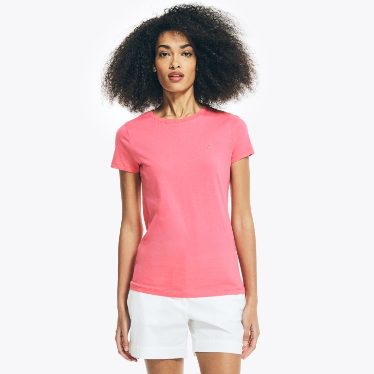 Nautica Solid Crewneck T-shirts Dames Rood | zKaCmr97