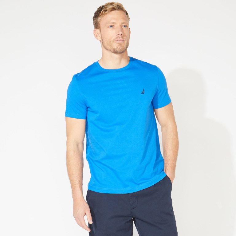 Nautica Solid Crewneck T-shirts Heren Blauw | BiAEBXmi