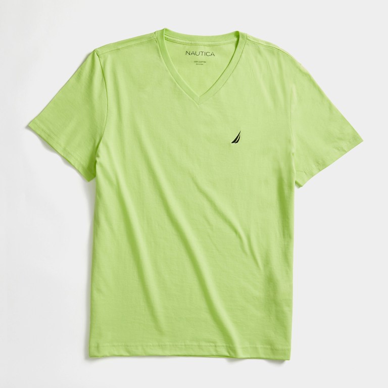 Nautica Solid V-neck T-shirts Heren Groen | vp61AGKA