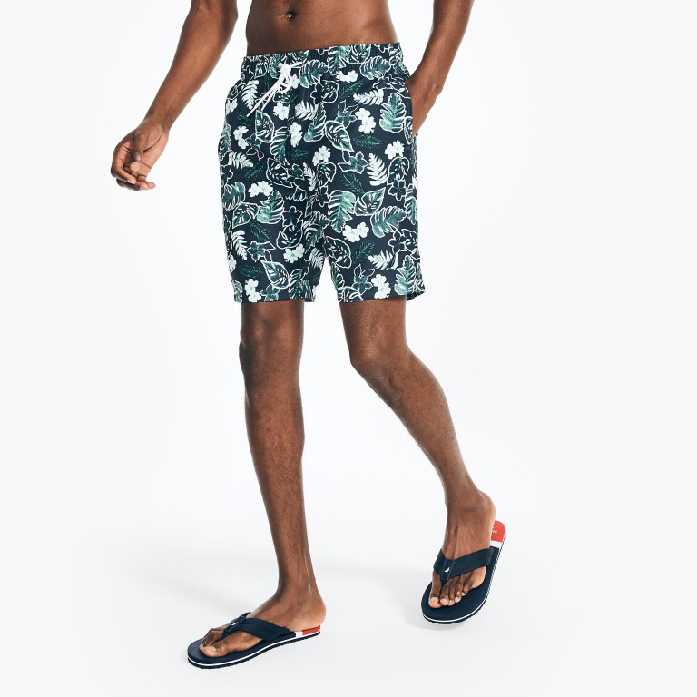 Nautica Sustainably Crafted 8" Tropical Print Zwemkleding Heren Donkerblauw | 1aasPXzf