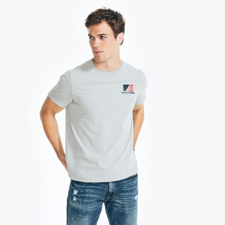 Nautica Sustainably Crafted Americana Grafische T-shirts Heren Grijs | FeV3vg60