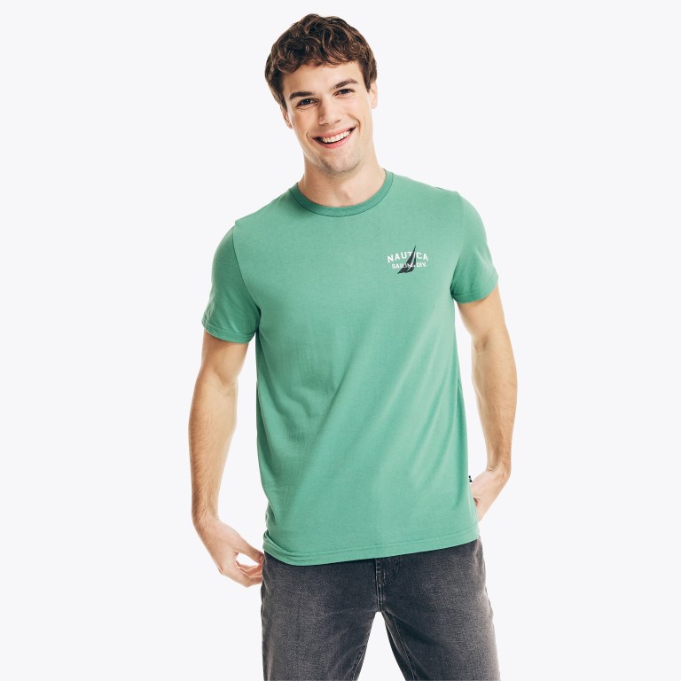 Nautica Sustainably Crafted Anchor Grafische T-shirts Heren Groen | bRZpYNZT