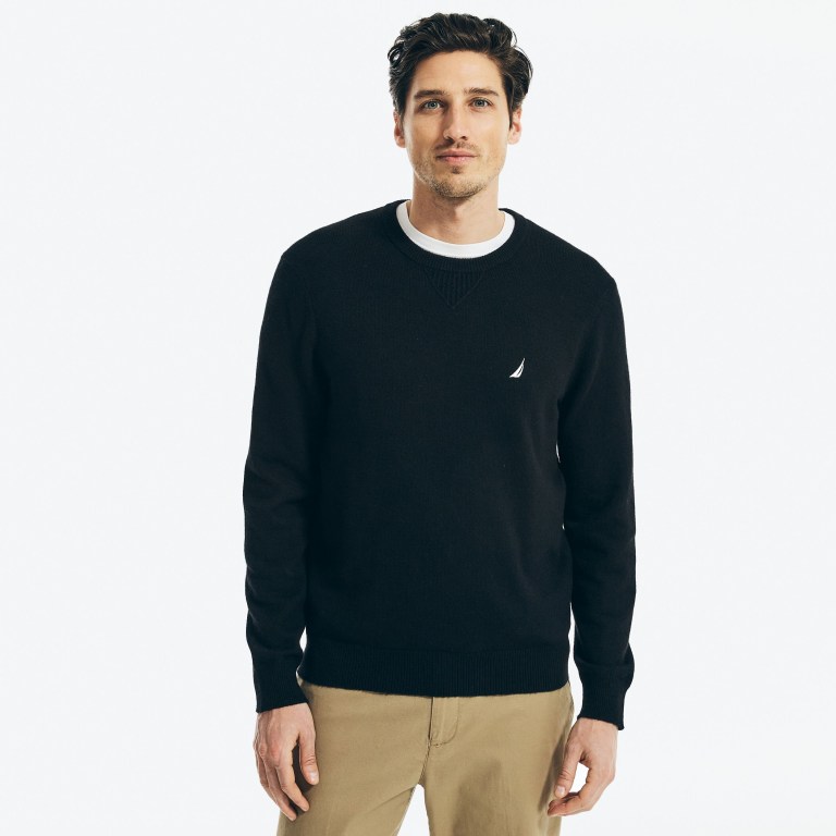 Nautica Sustainably Crafted Crewneck Truien Heren Zwart | cIcsOmVf