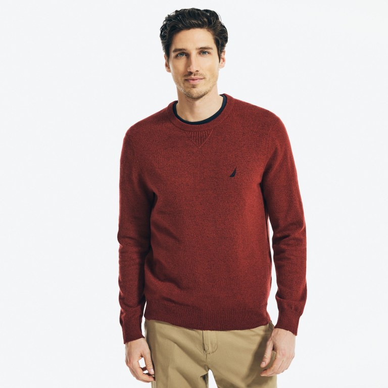 Nautica Sustainably Crafted Crewneck Truien Heren Rood | sUSVC4Tg