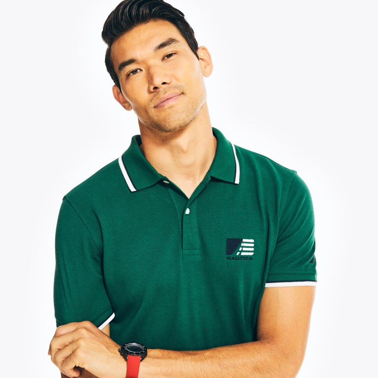 Nautica Sustainably Crafted Klassieke Fit Deck Poloshirt Heren Groen | ueY01BYd