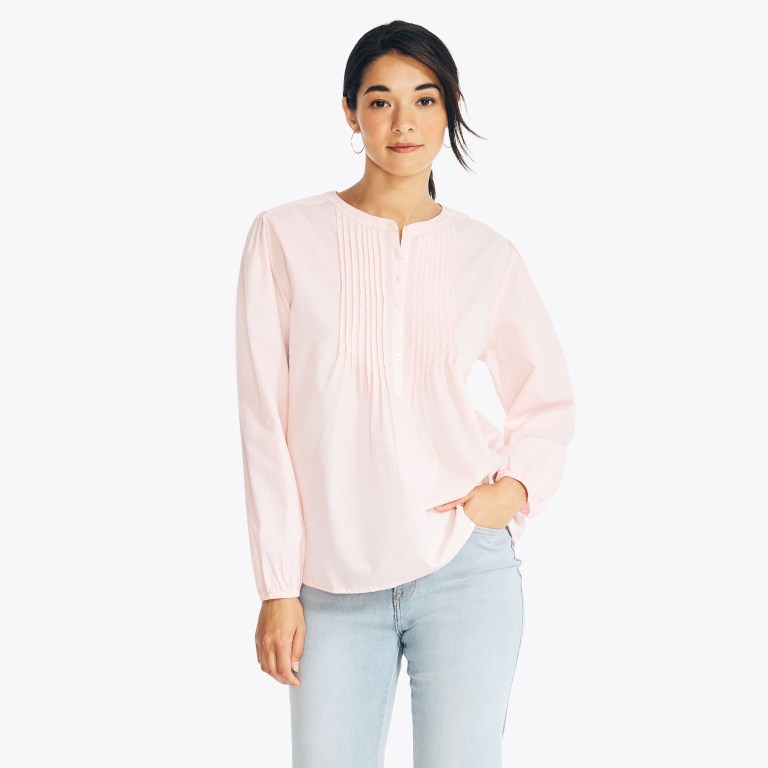 Nautica Sustainably Crafted Pintuck Popover Topjes Dames Gekleurd Roze | bjir9npw