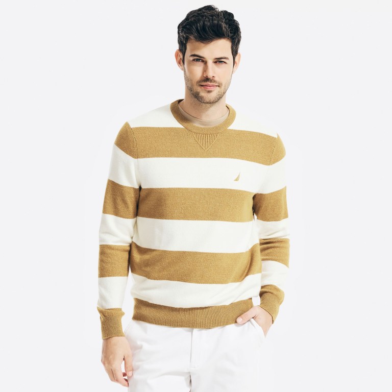 Nautica Sustainably Crafted Striped Truien Heren Bruin | k6t4lHdt