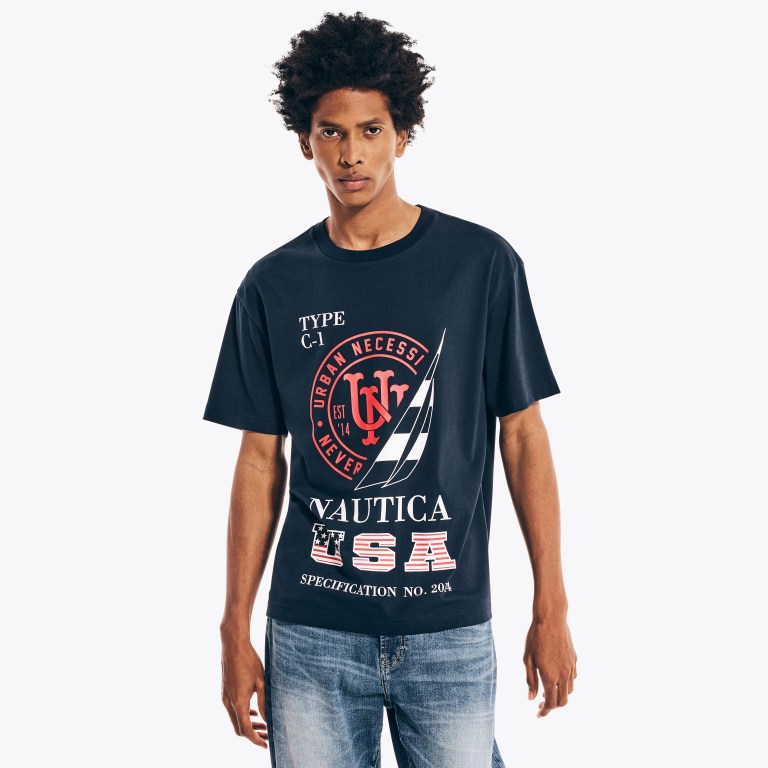 Nautica Urban Necessities X Nautica Grafische T-shirts Heren Donkerblauw | S9U6pEof