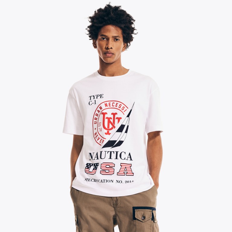 Nautica Urban Necessities X Nautica Grafische T-shirts Heren Wit | ehBRdU6y