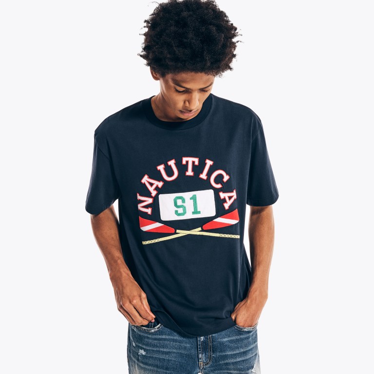 Nautica Urban Necessities X Nautica Grafische T-shirts Heren Donkerblauw | zcn12Z4x