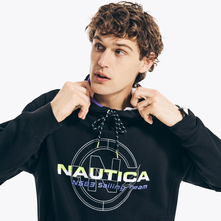 Nautica Wedstrijd Sailing Team Pullover Hoodie Sweatshirts Heren Zwart | O0o09YrA