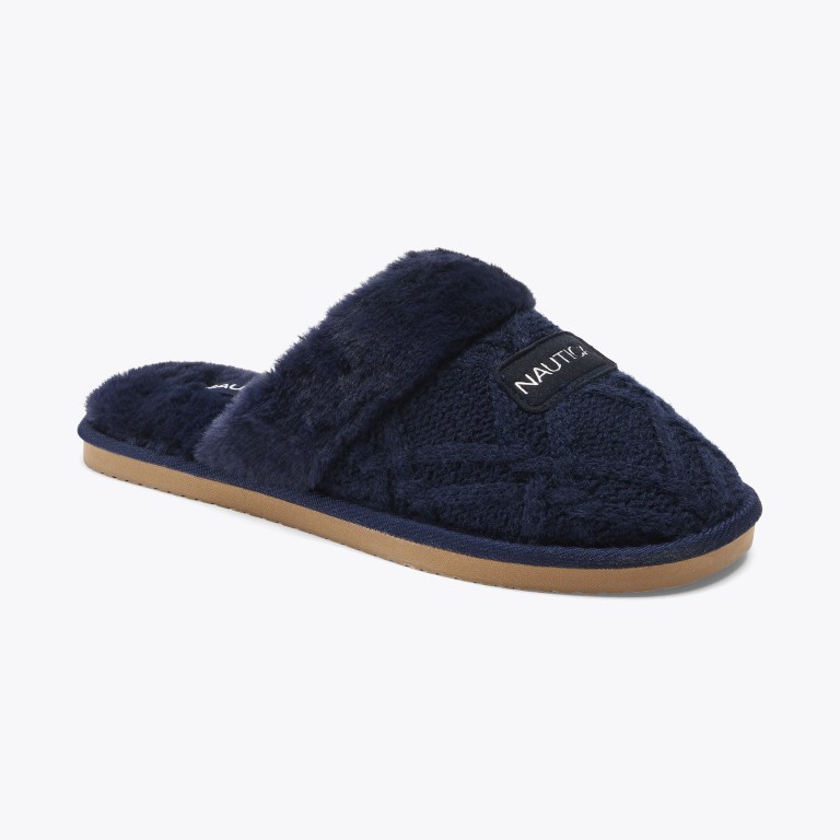 Nautica Wool Knit Slippers Dames Donkerblauw | xFdUcUw6