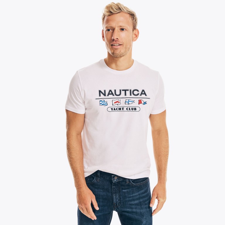 Nautica Yacht Club Grafische T-shirts Heren Wit | AA1JHdkT