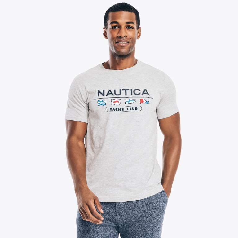 Nautica Yacht Club Grafische T-shirts Heren Grijs | nsbPdTuF